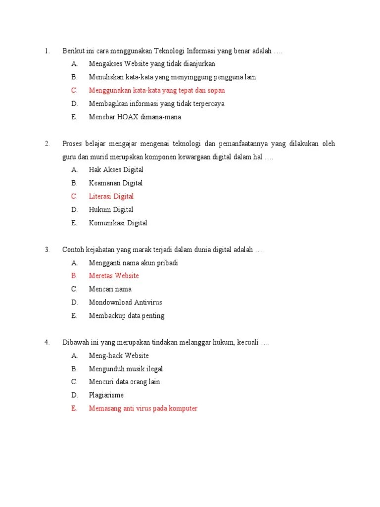 Soal KD 3.7 Kewarganegaraan Digital | PDF