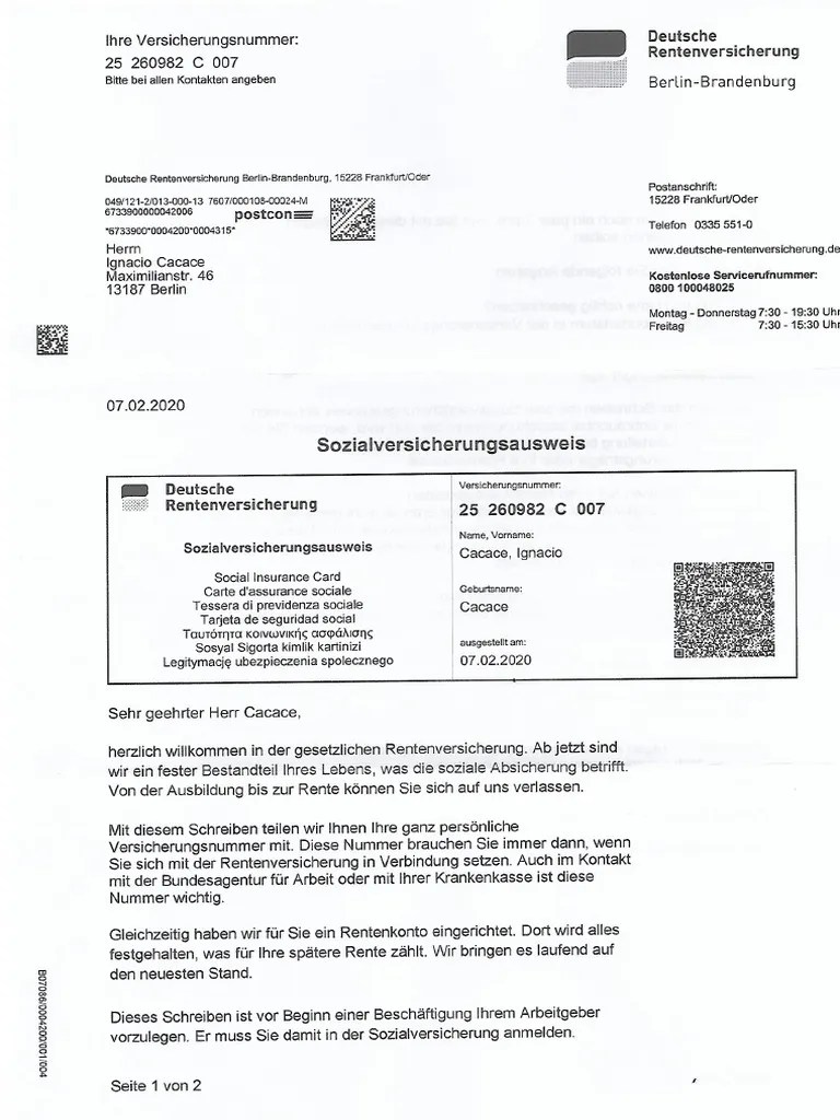 Schreiben An Die Rentenversicherung / Rentenversicherungsnummer Finden