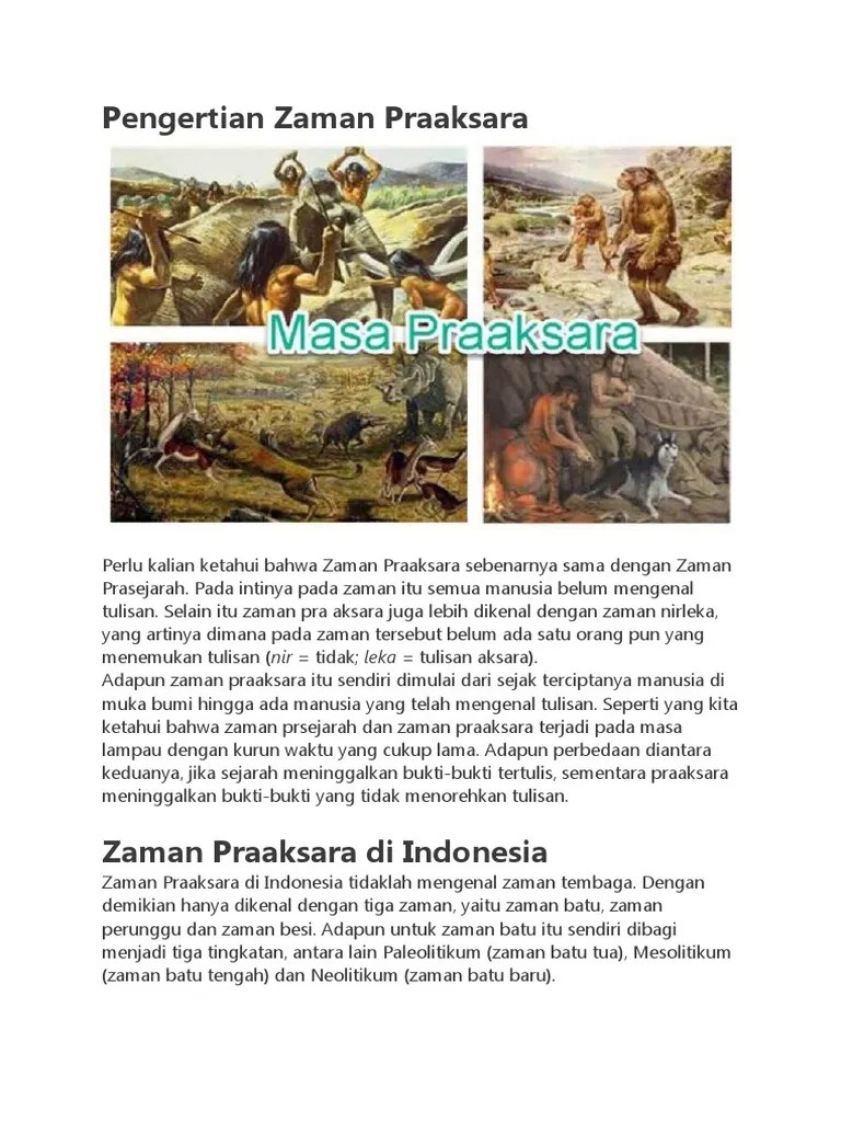 Pengertian Zaman Praaksara - Docx (CONTOH NYA IPS KLIPING) | PDF