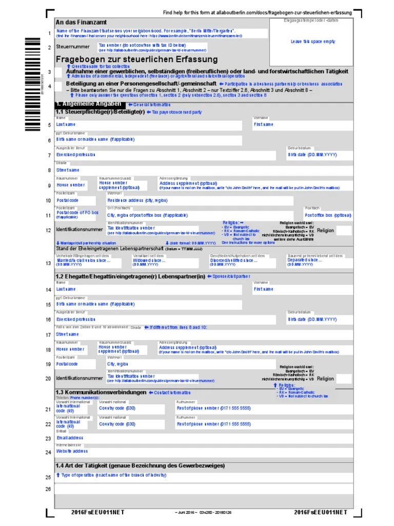 Fragebogen Zur Steuerlichen Erfassung English Final PDF PDF