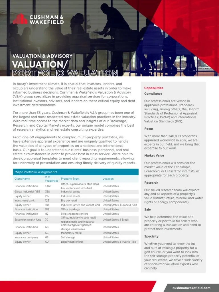Cushman & Wakefield's Valuation & Advisory Report PDF Real Estate