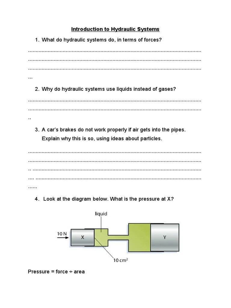 Hydraulics Worksheet PDF