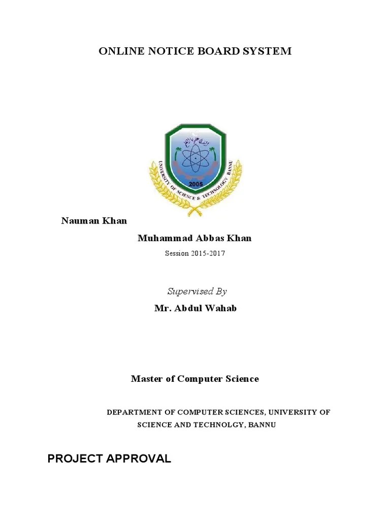 Online Notice Board System A Project Report on the Development of an