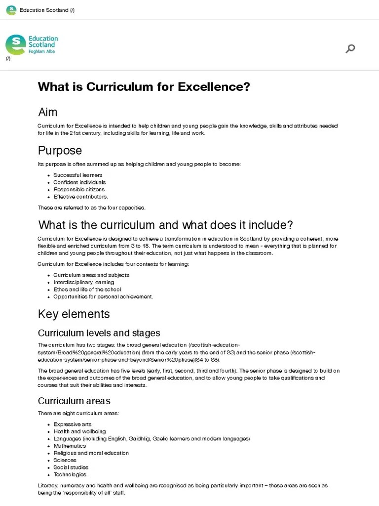 What Is Curriculum For Excellence? PDF PDF Curriculum Education