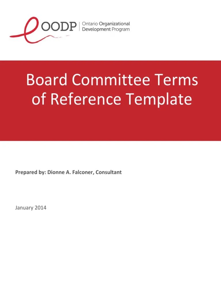 Board Committee Terms of Reference Template PDF Download Free PDF