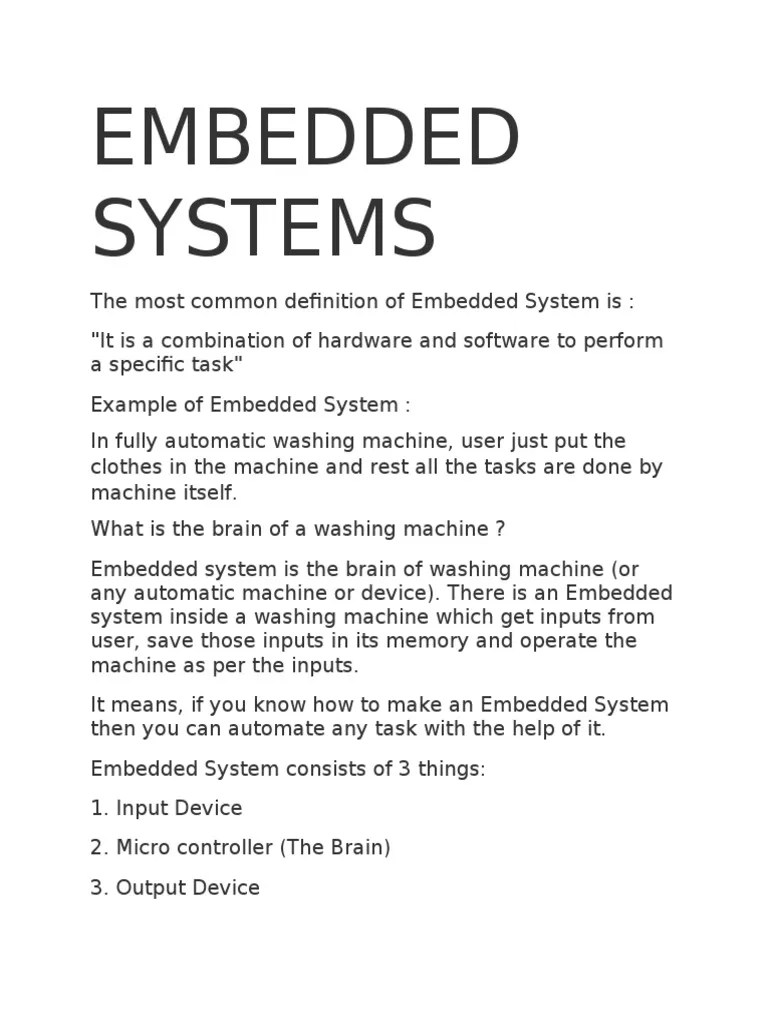 An Introduction to Embedded Systems Defining Embedded Systems and