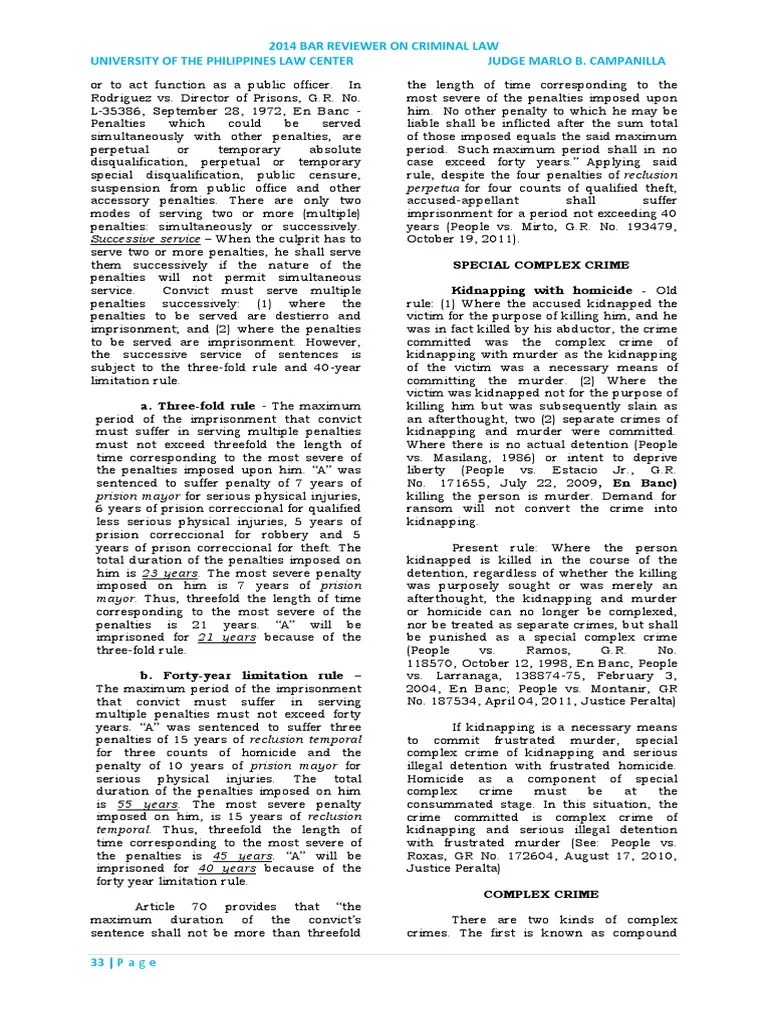 Kidnapping Homicide Special Complex Crime PDF Statute Of