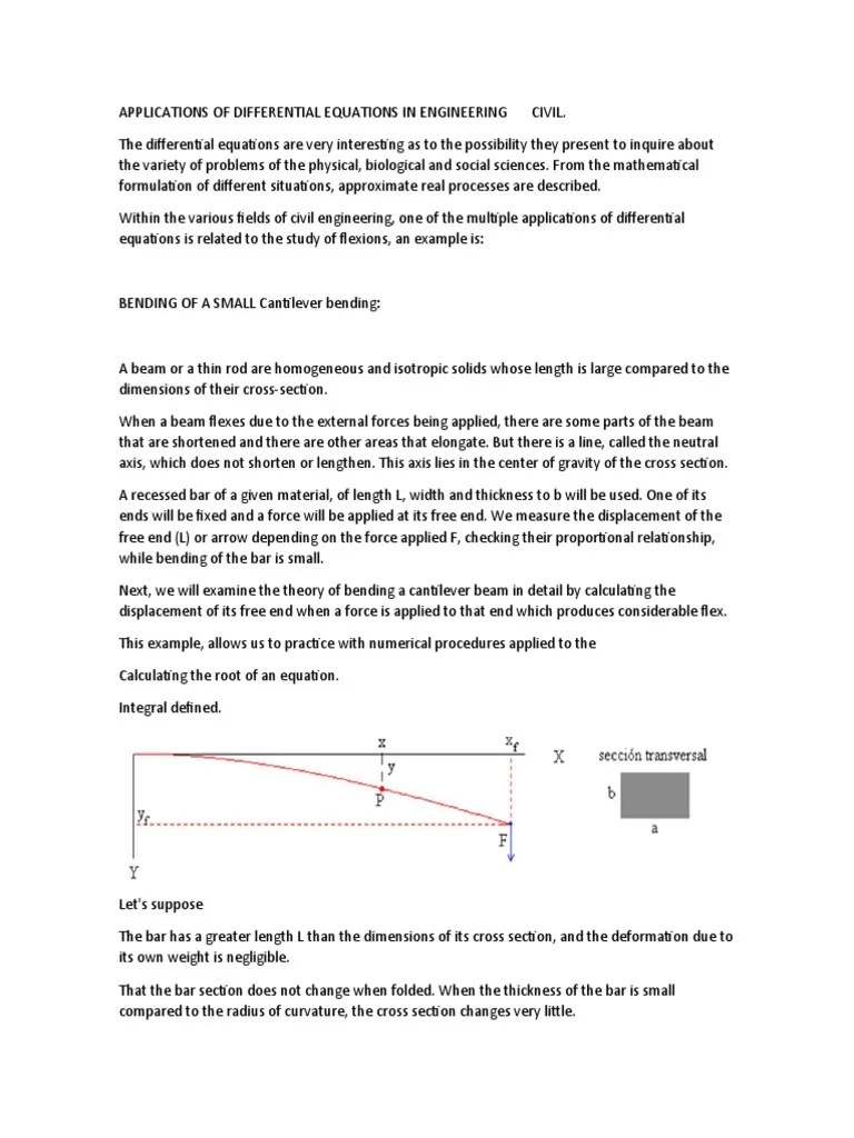 APPLICATIONS OF DIFFERENTIAL EQUATIONS IN ENGINEERING CIVIL Bending