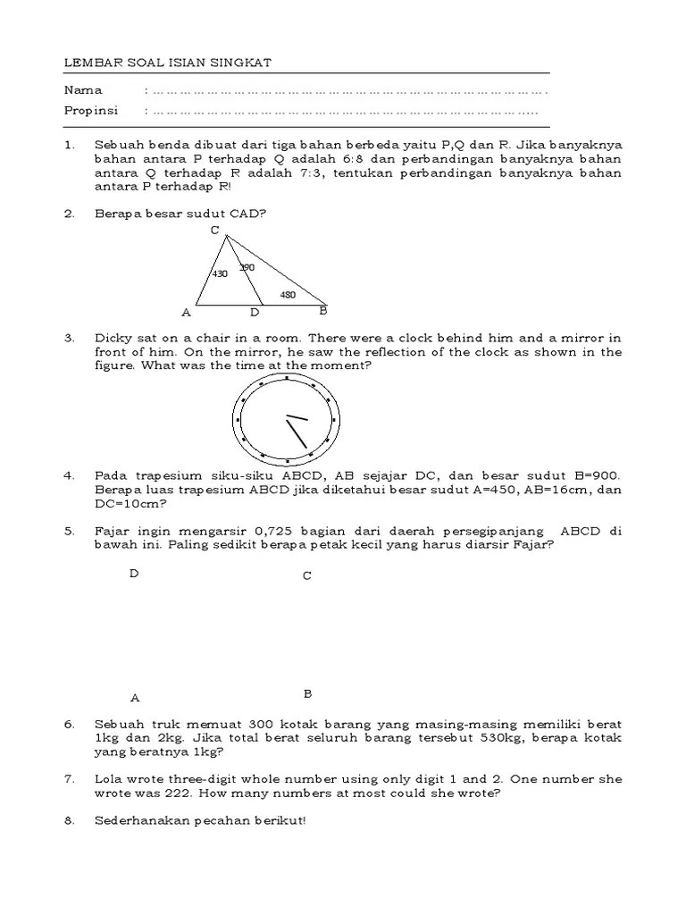 2006 Soal Isian Singkat Osn 2006 | PDF