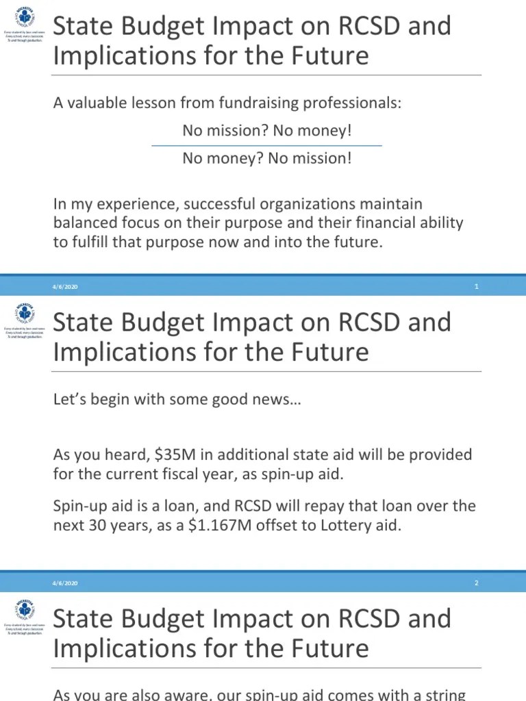 RCSD Budget Update 040720 PDF Government Budget Balance Aids