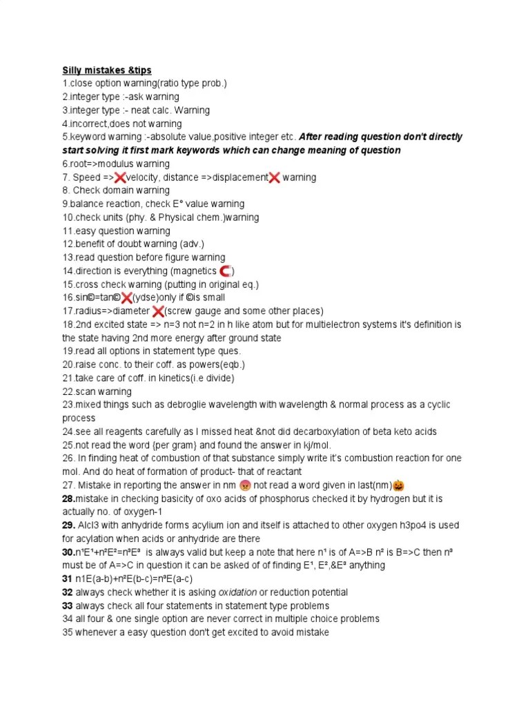 Silly Mistakes &tips Start Solving It First Mark Keywords Which Can