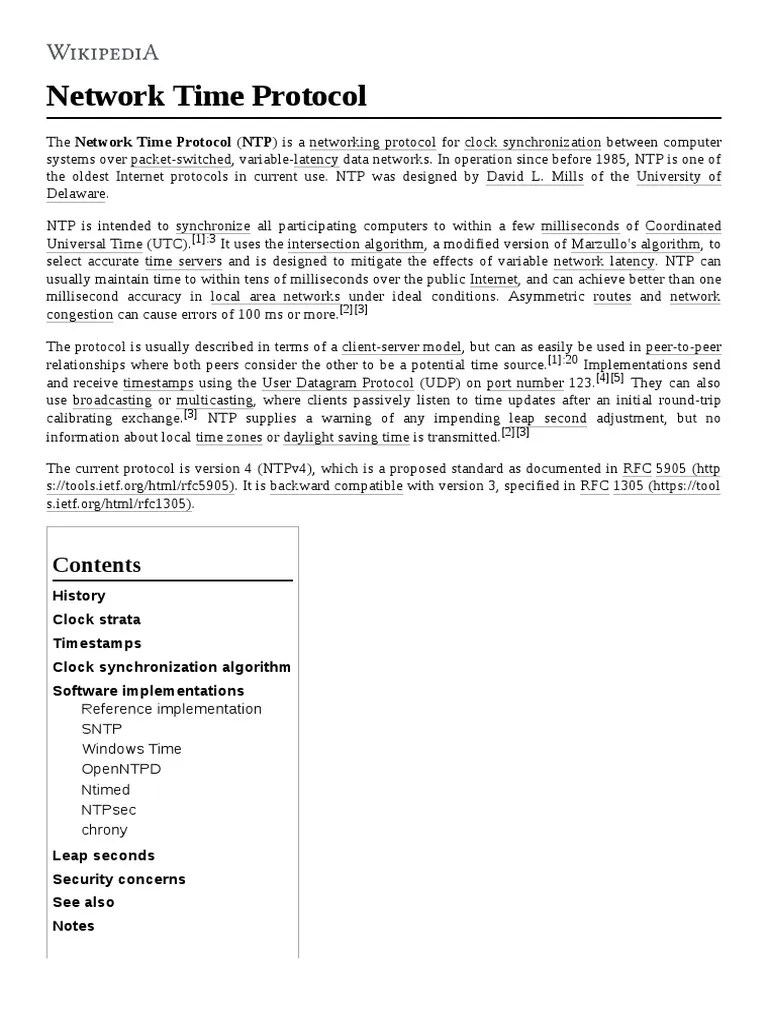 Network Time Protocol PDF Information And Communications Technology