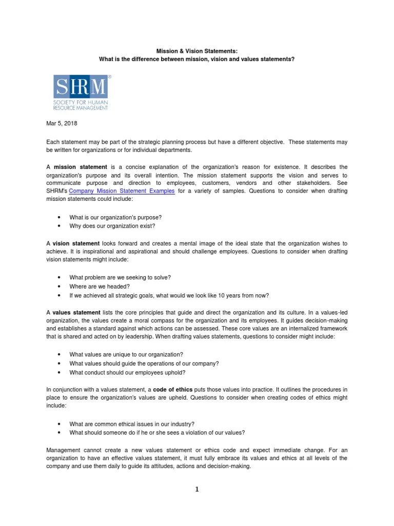 Mission & Vision Statements What Is The Difference Between Mission