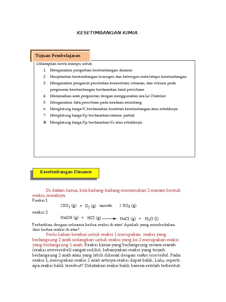 Kesetimbangan Kimia | PDF