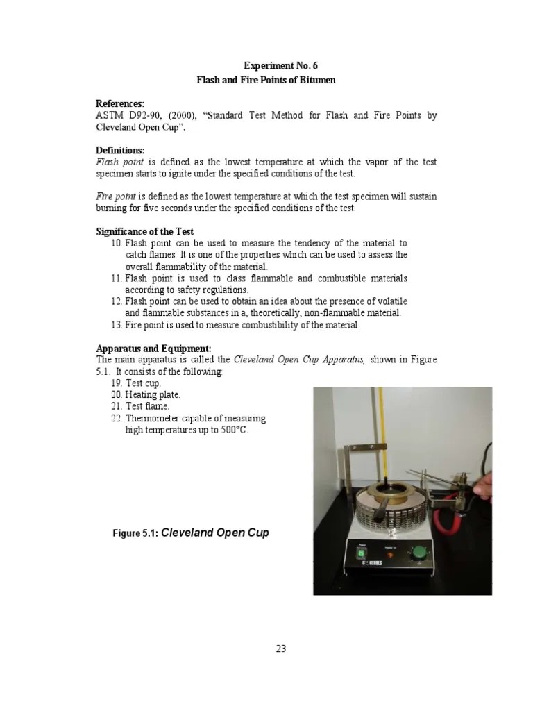 Exp No.6 Flash and Fire Point of Bitumen PDF PDF Building
