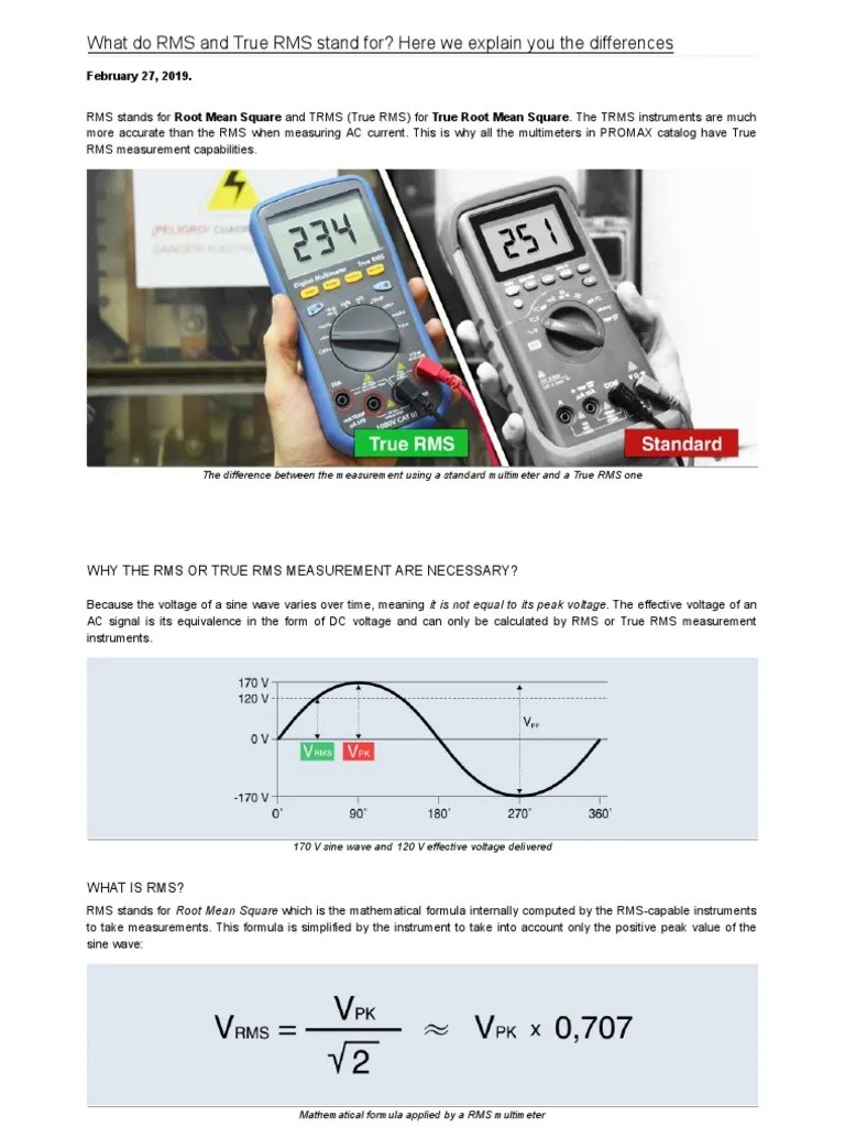 What Do RMS and True RMS Stand For Here We Explain You The