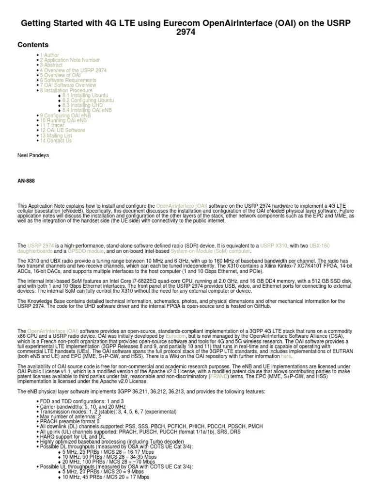 Getting Started With 4G LTE Using OpenAirInterface (OAI) On The