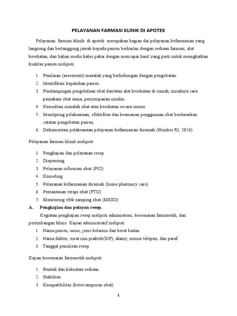 Pelayanan Farmasi Klinik Di Apotek | PDF