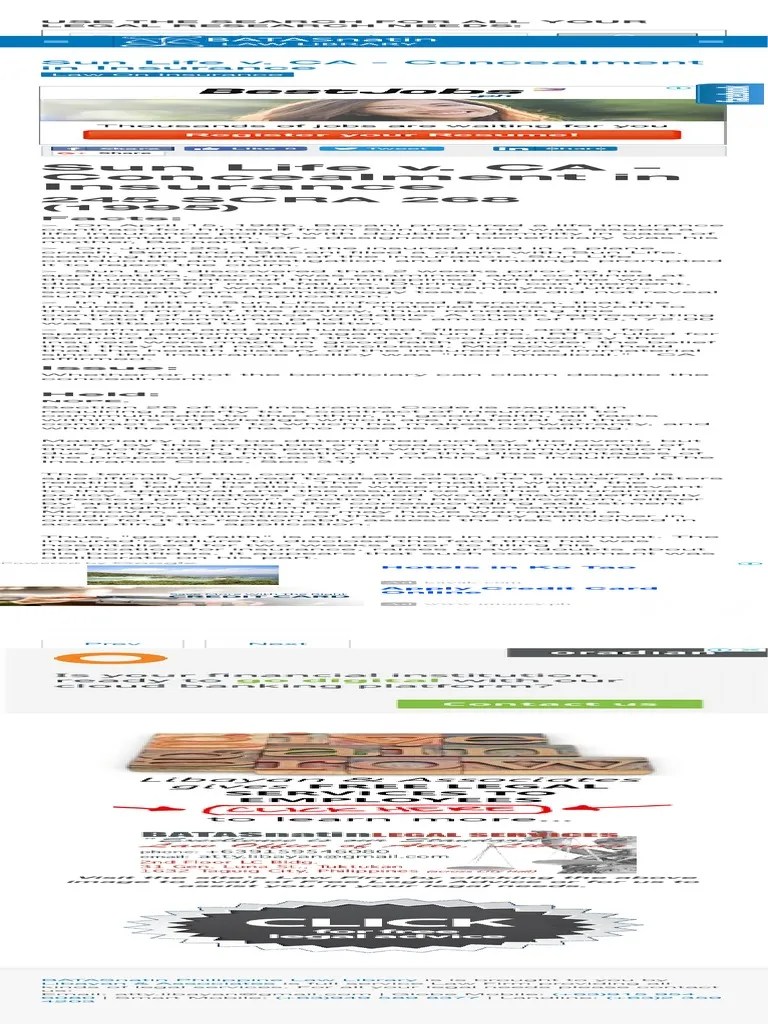 Sun Life v. CA Concealment in Insurance 245 SCRA 268 (1995) PDF