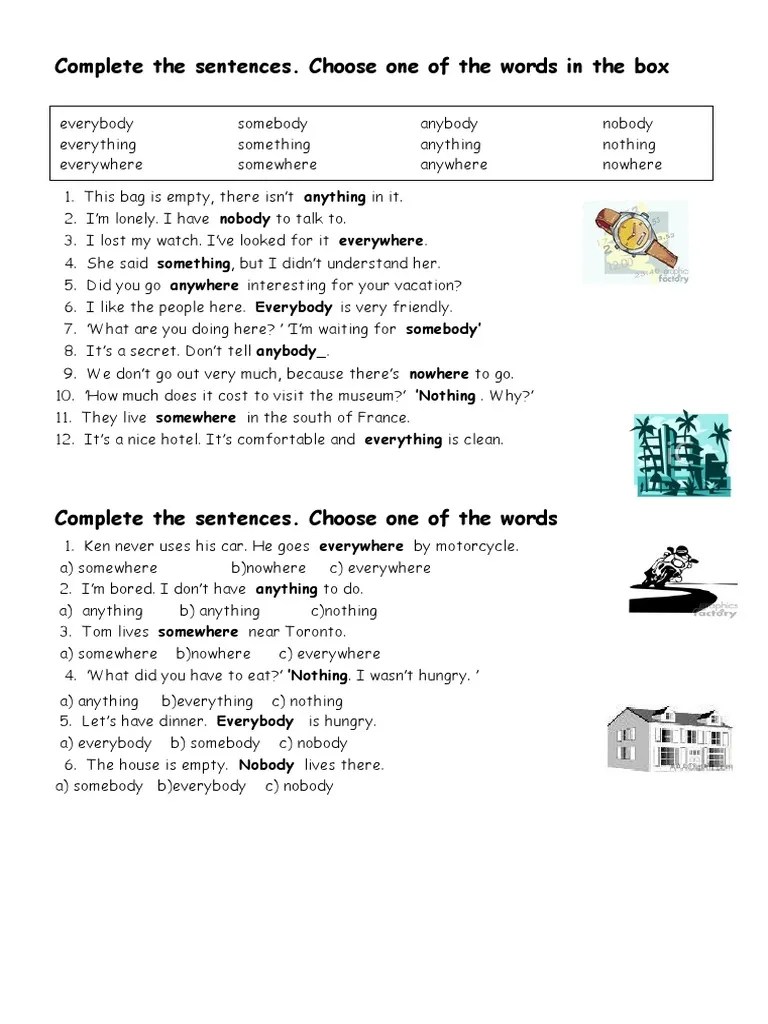 Complete the sentences. Choose one of the words in the box