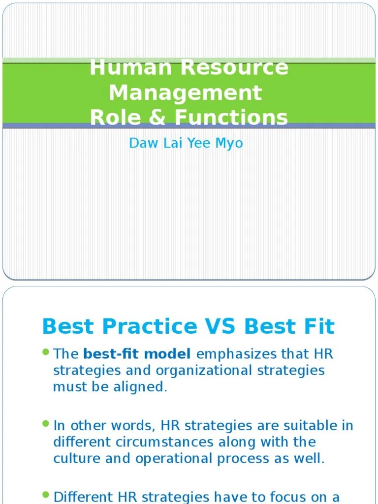 HRM Best Fit Vs Best Practice PDF