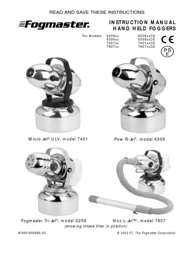 Instruction Manual Hand Held Foggers Read and Save These Instructions PDF Liquids