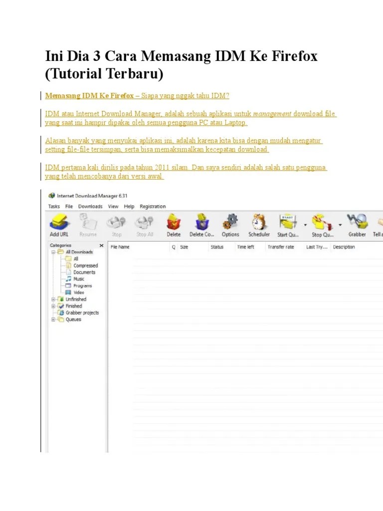 Ini Dia 3 Cara Memasang IDM Ke Firefox | PDF