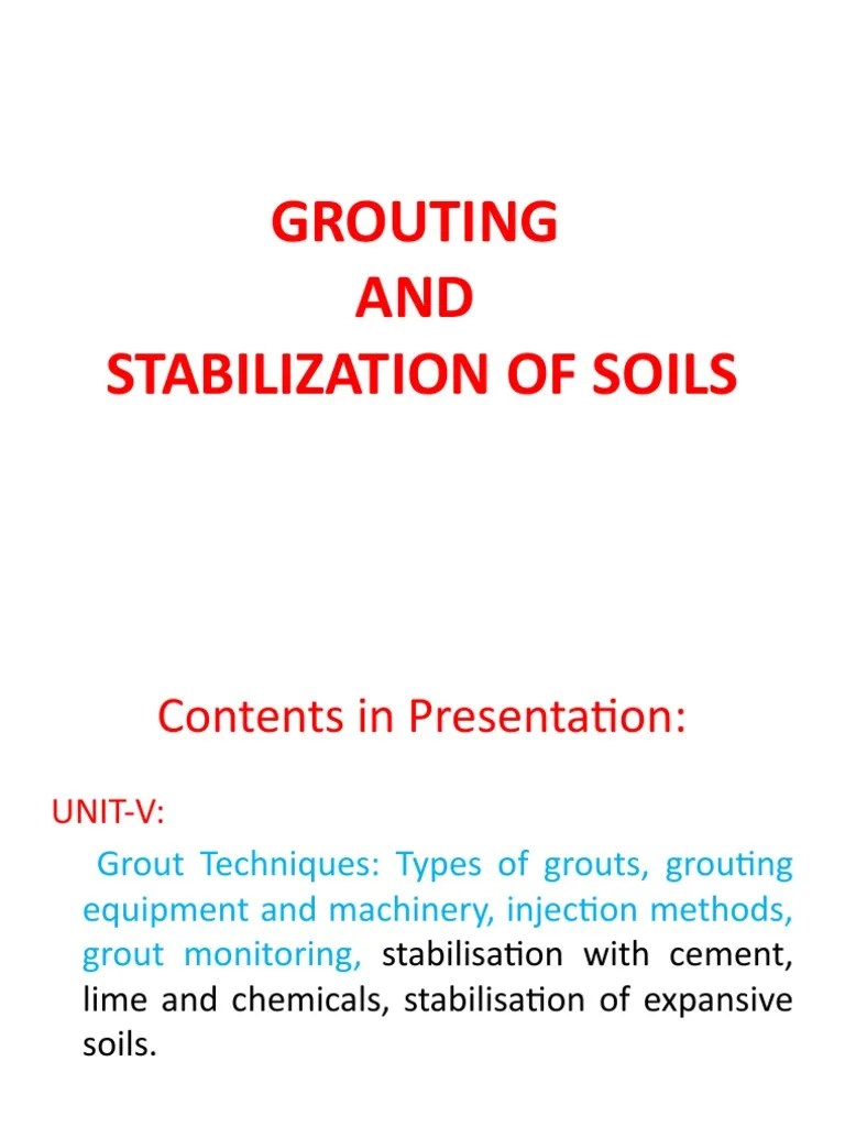 Grouting AND Stabilization of Soils PDF Suspension (Chemistry) Soil