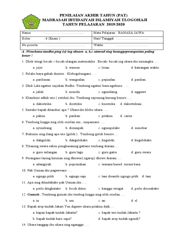 Bahasa Jawa Kelas 6 | PDF