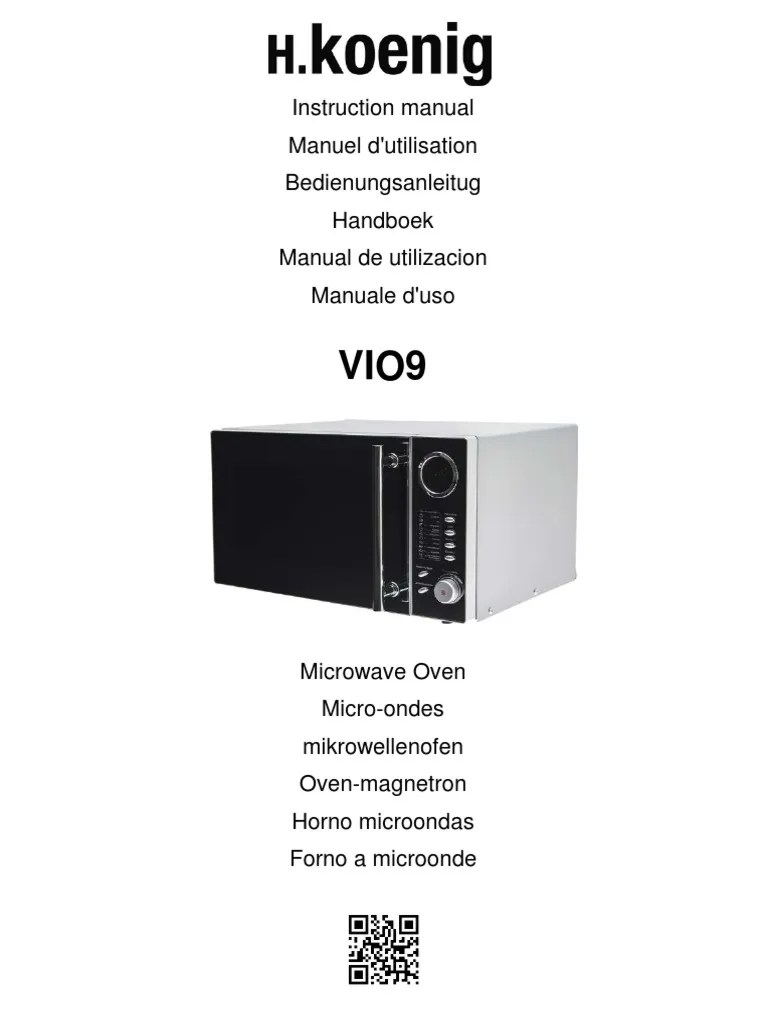 Instruction Manual for Microwave Oven Model VIO9 Safety Instructions