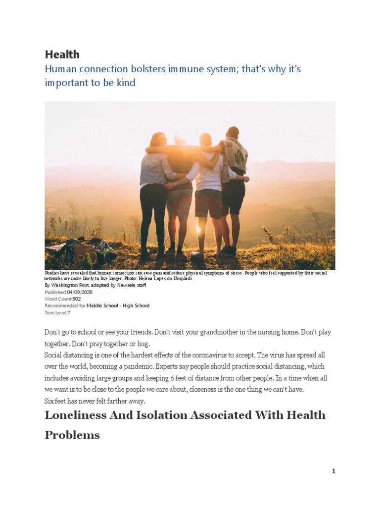 Health Human Connection Bolsters Immune System That's Why It's