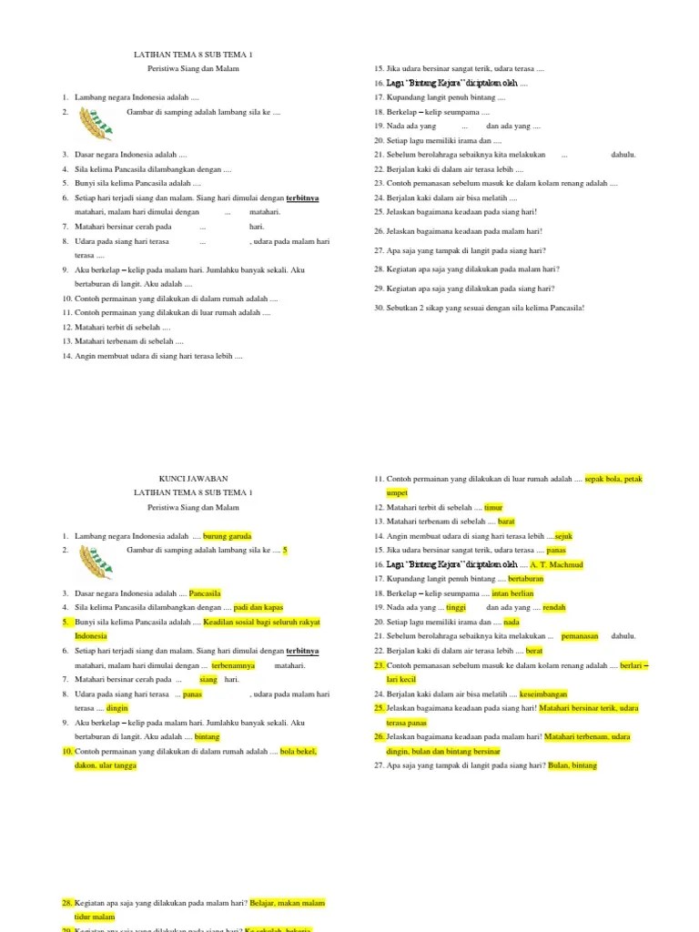 Latihan Tema 8 Sub Tema 1 | PDF