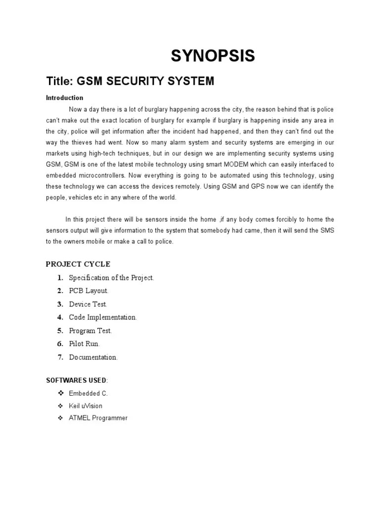 GSM Security System PDF Microcontroller Electronics