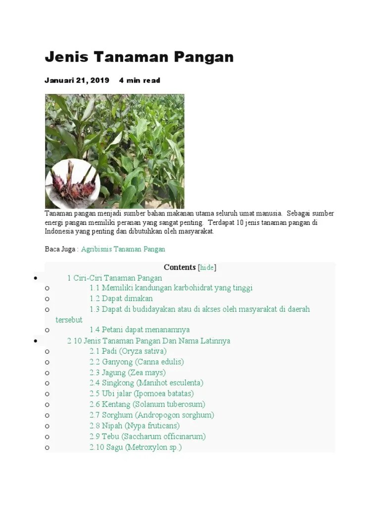 Jenis Tanaman Pangan | PDF