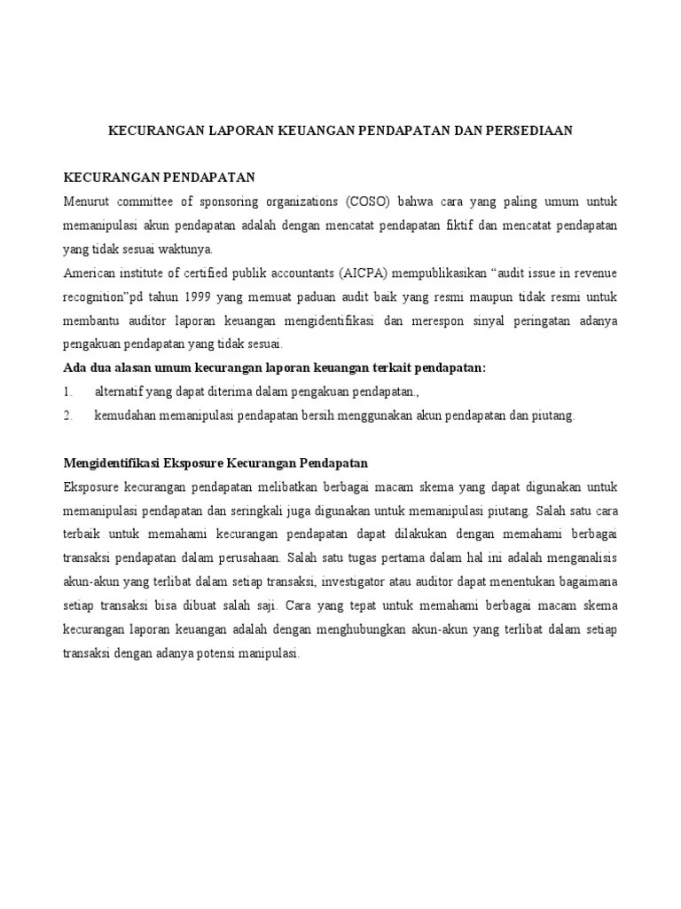 Kecurangan Lap Keuangan Pendapatan Dan Persediaan | PDF
