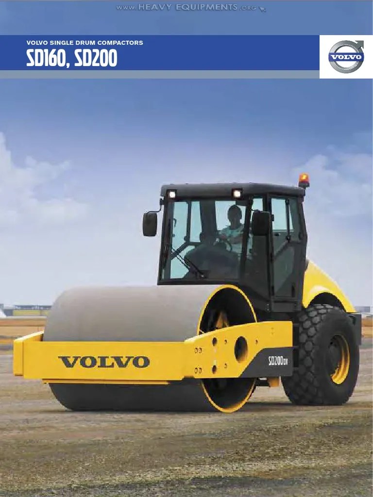 Material Volvo sd160 sd200 Soil Compactors Single Drum Features Specs