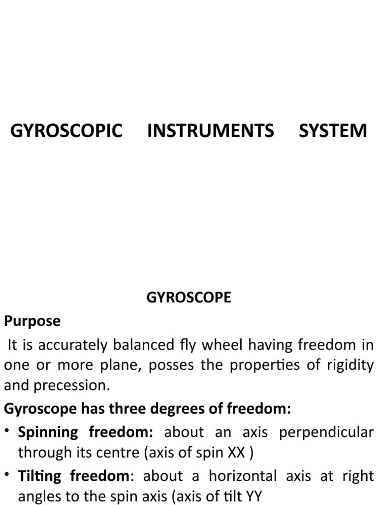 Gyroscopic Instruments System PDF Gyroscope Rotation Around A