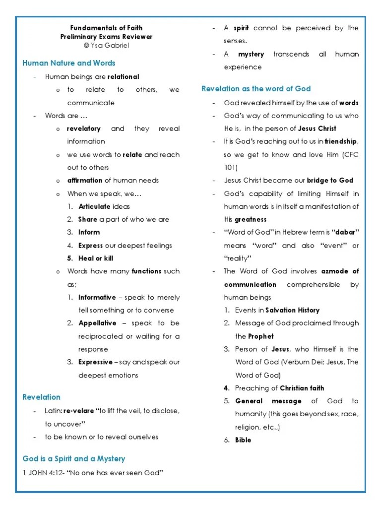Fundamentals of Faith | PDF | Revelation | Faith