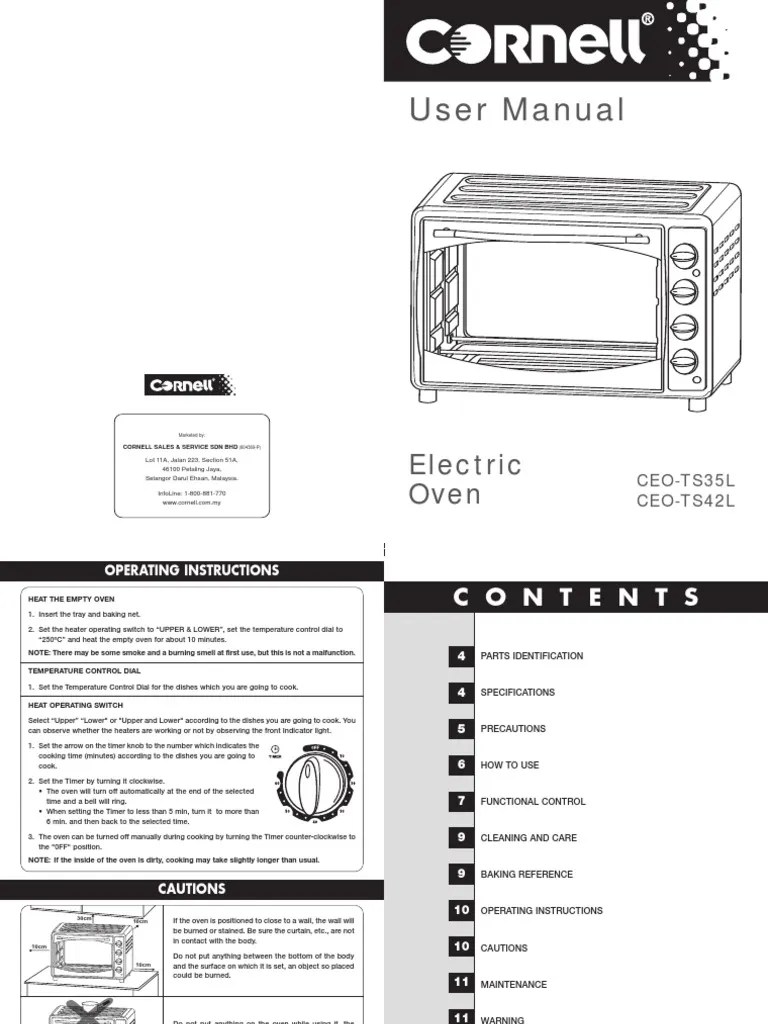 User Manual Electric Oven PDF Roasting Cooking