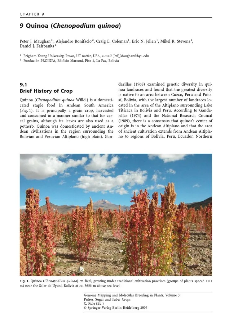 9 Quinoa (Chenopodium Quinoa) 9.1 Brief History of Crop PDF