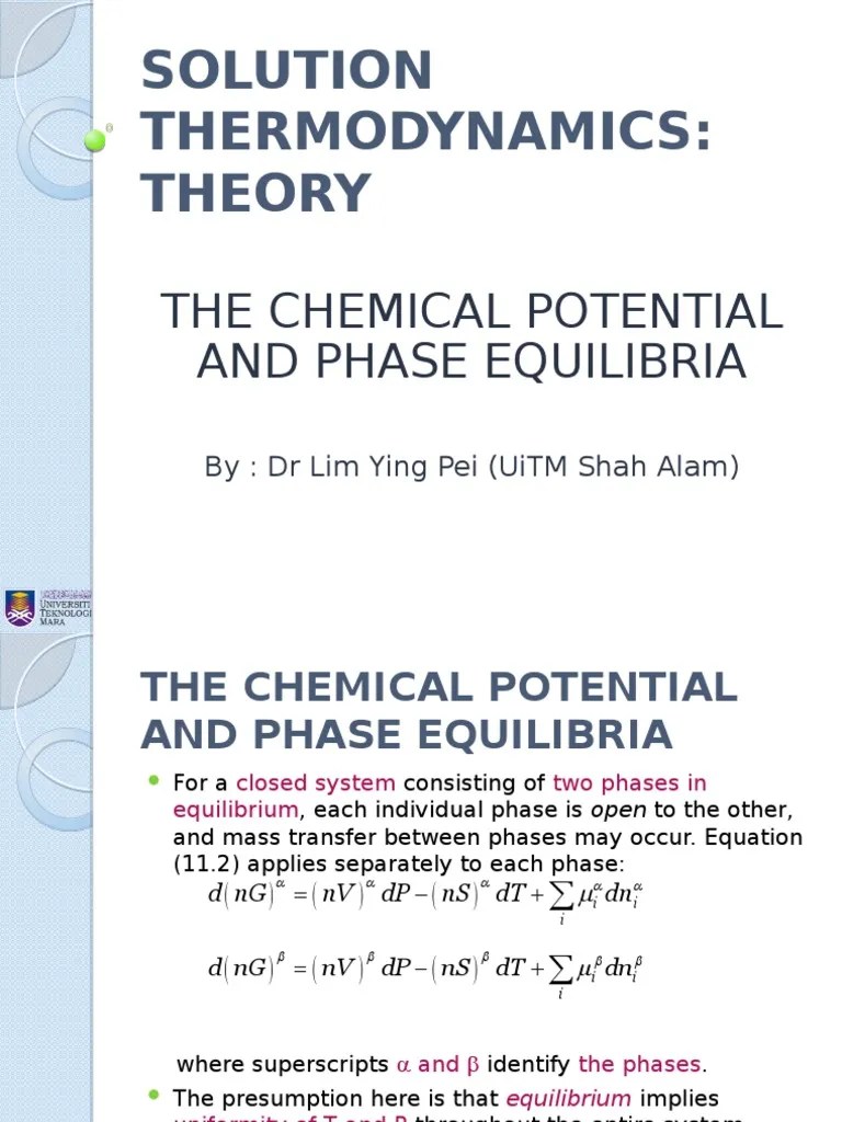 Chemical Potential and Phase Equilibria | PDF | Chemical Equilibrium