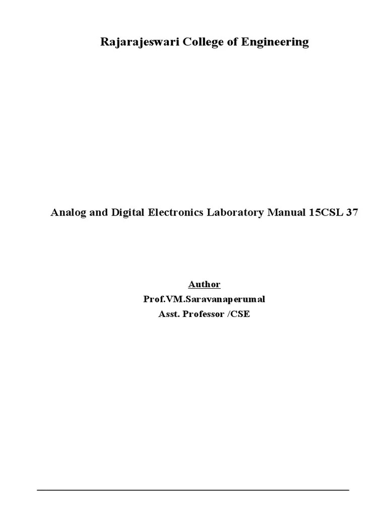 Rajarajeswari College of Engineering Analog and Digital Electronics
