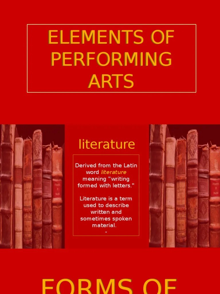 Elements of Performing Arts LITERATURE PDF Essays Short Stories