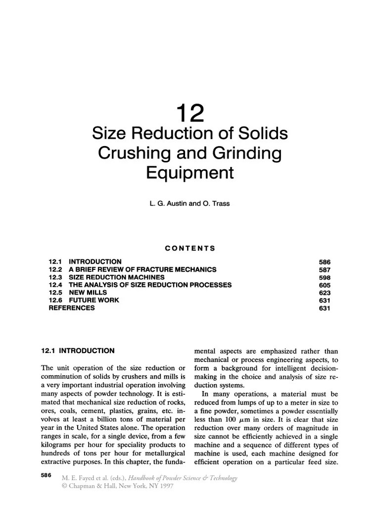 Crushing and Grinding Equipments, Austin1997 (Quiz, Part 2) PDF PDF