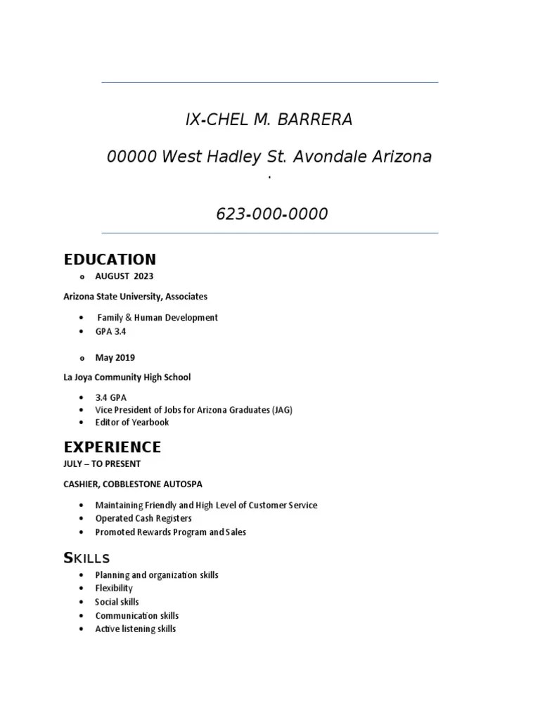new resume ib