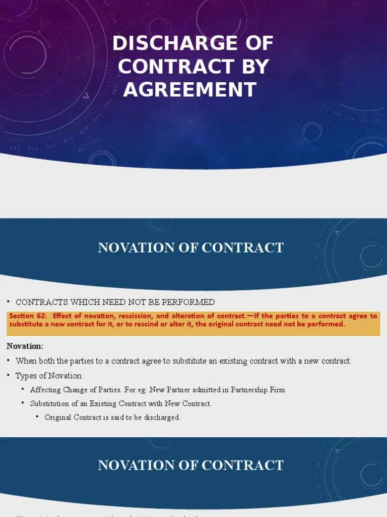 Discharge of Contract by Agreement PDF Contract Law Common Law