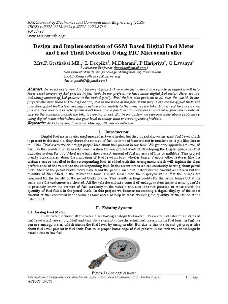 Design and Implementation of GSM Based Digital Fuel Meter and Fuel