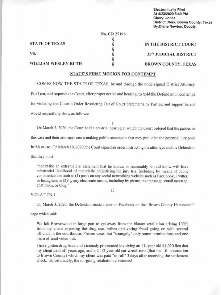 Motion for Contempt of Court