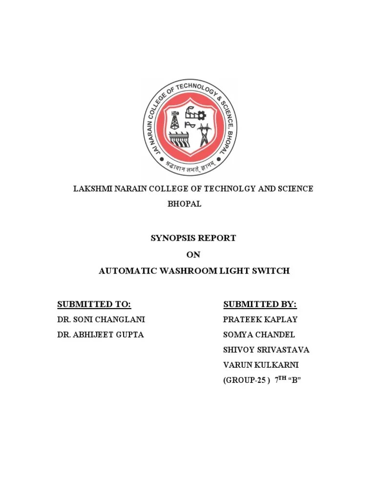 Automatic Washroom Light Switch Synopsis Report PDF Operational
