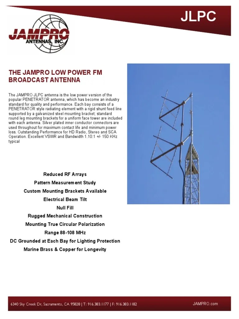 The Jampro Low Power FM Broadcast Antenna 6340 Sky Creek DR